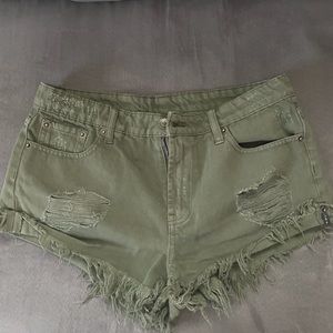 Dark green jean shorts